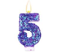 Bougie d'Anniversaire à Paillettes Violets, Bougies d'Anniversaire Chiffres Violets à Paillettes Décorations de Gâteaux Romantiques et Scintillantes Articles de Mariage et (5)
