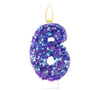 Bougie d'Anniversaire à Paillettes Violets, Bougies d'Anniversaire Chiffres Violets à Paillettes Décorations de Gâteaux Romantiques et Scintillantes Articles de Mariage et (6)