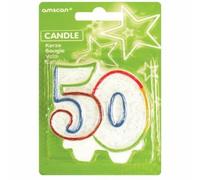 Bougie d'anniversaire - Amscan - 50 ans - 8 cm - Blanc - Unisexe