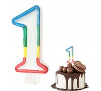 Bougie d'anniversaire arc-en-ciel coloré 1 chiffre pour la fête