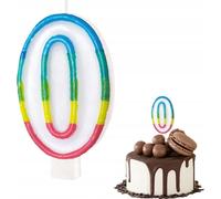 Bougie d'Anniversaire Arc-en-ciel coloré Chiffre 0 Pour la Fête