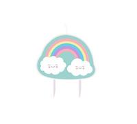 bougie d'anniversaire arc-en-ciel & nuage 8,5 cm cire verte