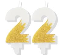 Bougie d'anniversaire blanche en forme de chiffre 22 pour gâteau, décoration de gâteau d'anniversaire de mariage pour garçons et filles, fournitures d'anniversaire de mariage