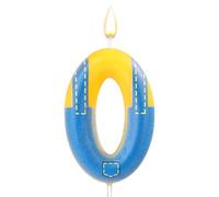 Bougie d'Anniversaire Bleue et Jaune, Bougie Numérotée d'Anniversaire Bougie à Thème Dessin Animé Blue Jeans Happy Birthday pour la Décoration d'Anniversaire de Mariage(Numéro 0)