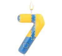 Bougie d'Anniversaire Bleue et Jaune, Bougie Numérotée d'Anniversaire Bougie à Thème Dessin Animé Blue Jeans Happy Birthday pour la Décoration d'Anniversaire de Mariage(Numéro 7)