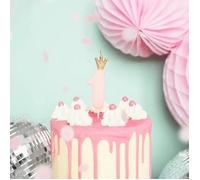PartyDeco SCU6-1-081J Bougie d'anniversaire chiffre 1 Rose clair 9,5 cm