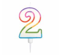 Bougie d'Anniversaire "Chiffre 2" 10cm Multicolore