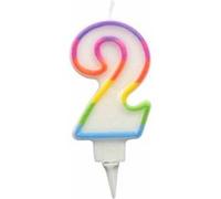 Bougie d'Anniversaire "Chiffre 2" 7cm Multicolore Multicolore G