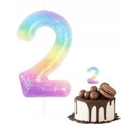 Bougie D'anniversaire Chiffre 2 Couleurs Métalliques Pour Fête D'anniversaire