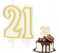 Bougie D'anniversaire Chiffre 21 Chiffre Métallique Doré Pour Fête D'anniversaire