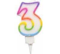 Bougie d'Anniversaire Chiffre 3 7cm Multicolore Multicolore