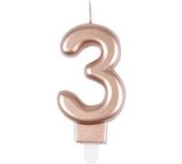 Bougie d'Anniversaire "Chiffre 3" 7cm Rose Gold Rose G
