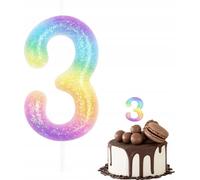 Bougie D'anniversaire Chiffre 3 Couleur Métallique Pour Fête D'anniversaire