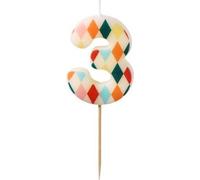Bougie d'anniversaire chiffre 3 losange, 5,5 cm, mix