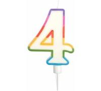Bougie d'Anniversaire "Chiffre 4" 10cm Multicolore Multicolore G