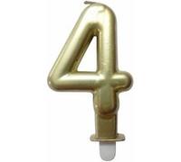 Bougie d'Anniversaire Chiffre 4 7cm Or Or