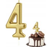 Bougie D'anniversaire Chiffre 4 Chiffre Métallique Doré Pour Fête D'anniversaire