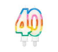 Bougie d'anniversaire chiffre 40 - Blanc - Taille Unique