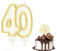 Bougie D'anniversaire Chiffre 40 Chiffre Métallique Doré Pour Fête D'anniversaire