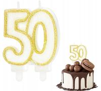 Bougie D'anniversaire Chiffre 50 Chiffre Métallique Doré Pour Fête D'anniversaire