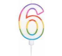 Bougie d'Anniversaire Chiffre 6 10cm Multicolore Multicolore