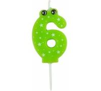 Homéa, Mini Bougie Anniversaire Chiffre 6 H5 cm Vert