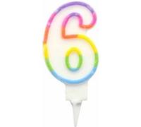 Bougie d'Anniversaire Chiffre 6 7cm Multicolore Multicolore