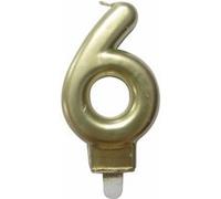 Bougie d'Anniversaire Chiffre 6 7cm Or Or