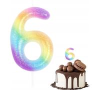 Bougie D'anniversaire Chiffre 6 Couleur Métallique Pour Fête D'anniversaire