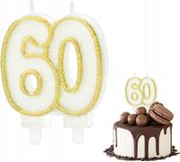 Bougie D'anniversaire Chiffre 60 Chiffre Métallique Doré Pour Fête D'anniversaire