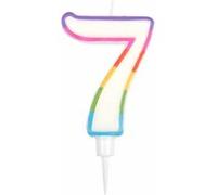 Bougie d'Anniversaire "Chiffre 7" 10cm Multicolore Multicolore G
