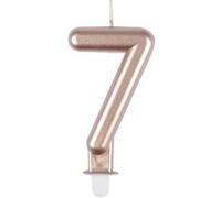 Homéa, Bougie Anniversaire Chiffre 7 avec Support Plastique H7,5 cm Rose Gold