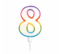 Bougie d'Anniversaire "Chiffre 8" 10cm Multicolore