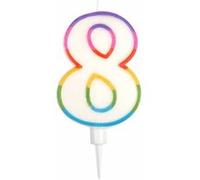 Bougie d'Anniversaire "Chiffre 8" 10cm Multicolore Multicolore G