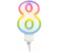 Bougie d'Anniversaire "Chiffre 8" 7cm Multicolore Multicolore G