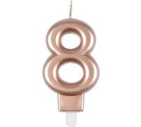 Bougie d'Anniversaire Chiffre 8 7cm Rose Gold Rose