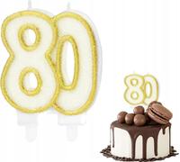 Bougie D'anniversaire Chiffre 80 Chiffre Métallique Doré Pour Fête D'anniversaire