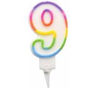 Bougie d'Anniversaire "Chiffre 9" 7cm Multicolore Multicolore G