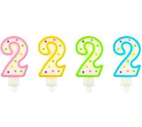 Bougie d'anniversaire chiffre à pois 2, 7.5 cm (Bougies de fête)