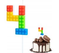 Bougie D'anniversaire Colorée Lego Digit 4 Pour Une Fête D'anniversaire