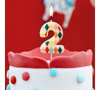 Bougie d'anniversaire élégante en forme de chiffre 2 pour fête sur le thème du cirque