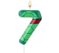 Bougie d'Anniversaire en Forme de Carapace de Tortue, Bougie d'Anniversaire sur le Thème de la Tortue de Dessin Animé Décoration de Gâteau d'Anniversaire en Forme de Tortue Verte (Numéro 7)