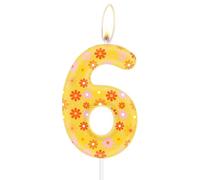 Bougie d'anniversaire en forme de chiffre 6 - Fleur jaune mignonne - Décoration de fête d'anniversaire - Thème bohème - Pour fille ou enfant - Décoration de fête prénatale