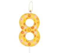 Bougie d'anniversaire en forme de chiffre 8 - Fleur jaune mignonne - Décoration de fête d'anniversaire - Thème bohème - Pour fille - Pour anniversaire d'enfant - Décoration de fête prénatale