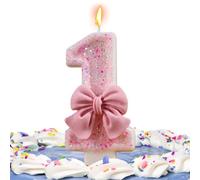 Bougie d'anniversaire en forme de chiffre - Bougies d'anniversaire portables | Bougie scintillante avec nœuds décoratifs pour décoration de fête sur le thème des réunions, bougies de gâteau pour