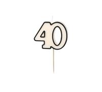 Bougie d'anniversaire, en forme de numéro 40, 5,5 cm, pour décoration de gâteau d'anniversaire, décoration de gâteau - Blanc et noir