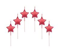Bougie d'anniversaire en Forme d'étoile,6 Pcs Bougies Deco de Gâteau Anniversaire pour Enfants et Adultes,Accessoires de Décoration de Gâteau pour Fête D'anniversaire et Mariage,rouge