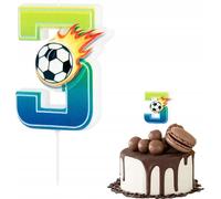 Bougie d'anniversaire football Bougie d'anniversaire football numéro 3 Chiffre pour la fête