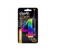 Bougie d'anniversaire GoDan chiffre 4, 8 cm, couleurs arc-en-ciel