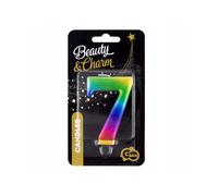 Bougie d'anniversaire GoDan chiffre 7, 8 cm, couleurs arc-en-ciel